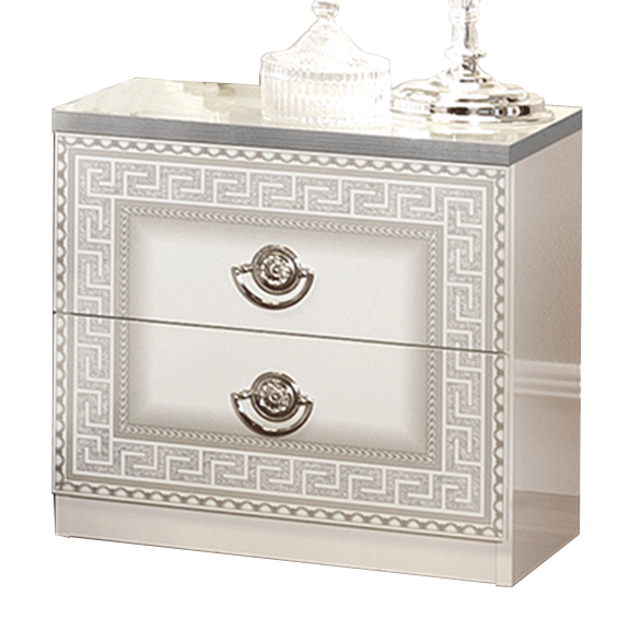 Aida White-Silver Nightstand - i26126 - In Stock Furniture