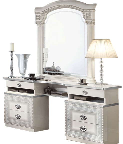 Aida White/Silver Vanity Dresser Set - In Stock Furniture