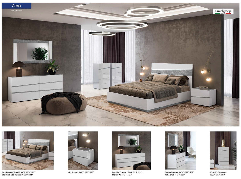 Alba Bed W/ Light, Italy Queen - In Stock Furniture