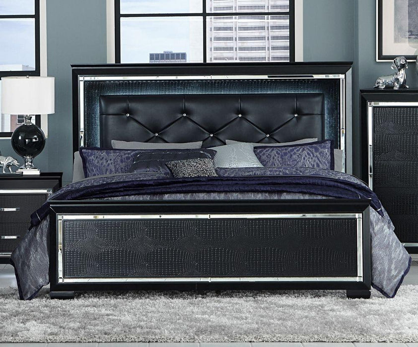 Allura Black LED Queen Panel Bed - 1916BK-1 - Gate Furniture