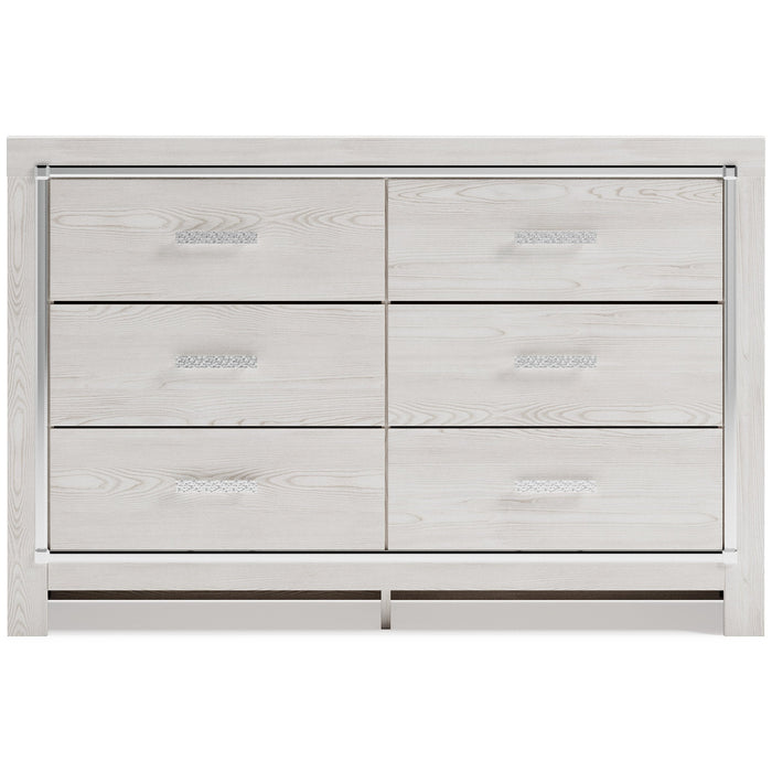 Altyra White Upholstered Bookcase LED Panel Bedroom Set - Gate Furniture