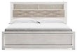 Altyra White Upholstered Bookcase LED Queen Panel Bed - Gate Furniture