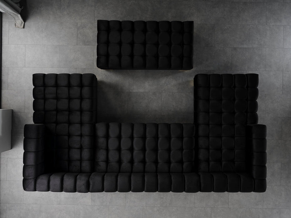 Ariana Black Velvet Double Chaise Sectional - Gate Furniture