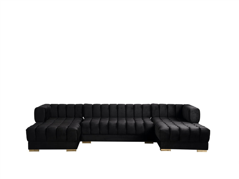 Ariana Black Velvet Double Chaise Sectional - Gate Furniture