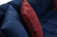 Ariana Blue Velvet Double Chaise Sectional ( red pillows) - In Stock Furniture