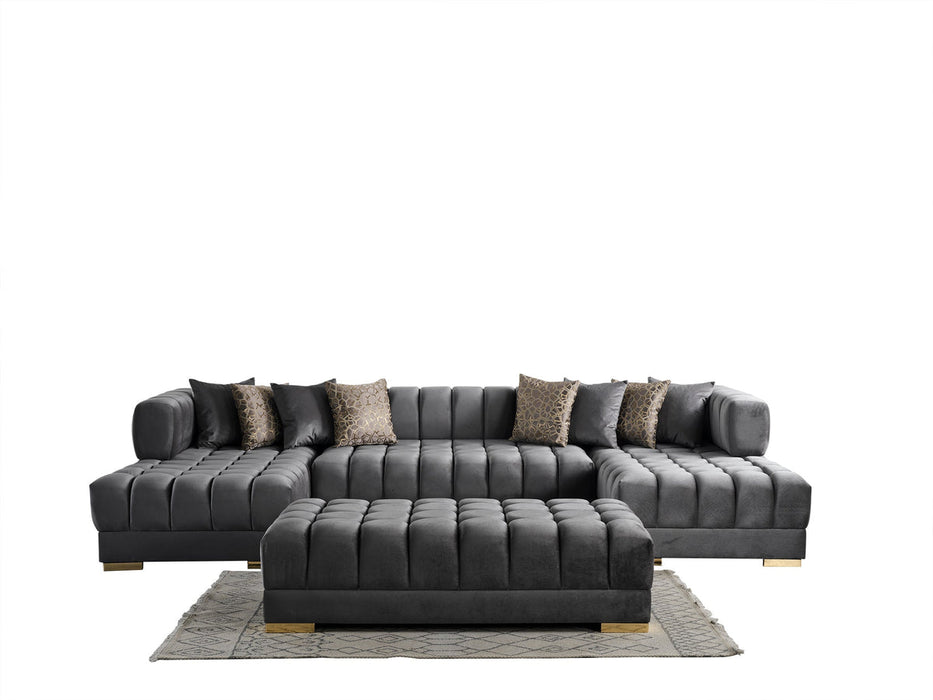 Ariana Gray Velvet Double Chaise Sectional - Gate Furniture