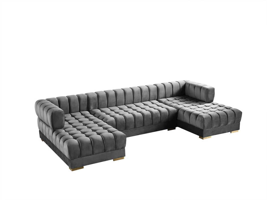 Ariana Gray Velvet Double Chaise Sectional - Gate Furniture