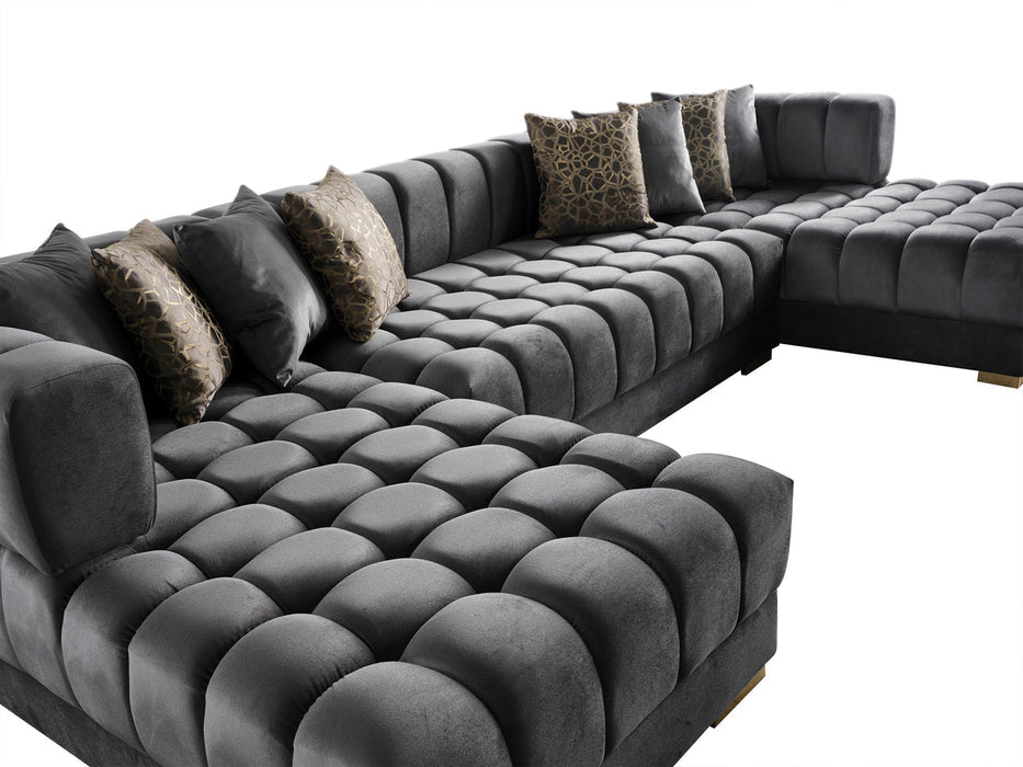 Ariana Gray Velvet Double Chaise Sectional - Gate Furniture