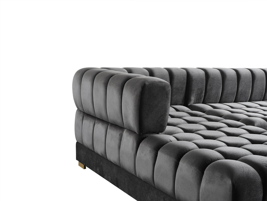 Ariana Gray Velvet Double Chaise Sectional - Gate Furniture