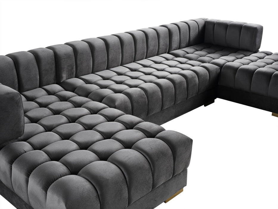 Ariana Gray Velvet Double Chaise Sectional - Gate Furniture