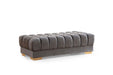 Ariana Gray Velvet Rectangle Ottoman - In Stock Furniture