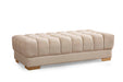 Ariana Ivory Velvet Rectangle Ottoman - In Stock Furniture