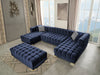 Ariana Navy Velvet Rectangle Ottoman - In Stock Furniture