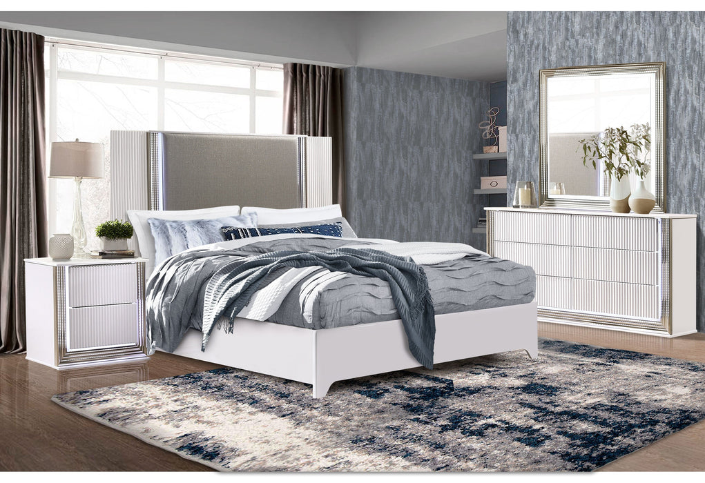 Aspen White Queen Bed Group With Led - ASPEN-WH-QBG - Gate Furniture