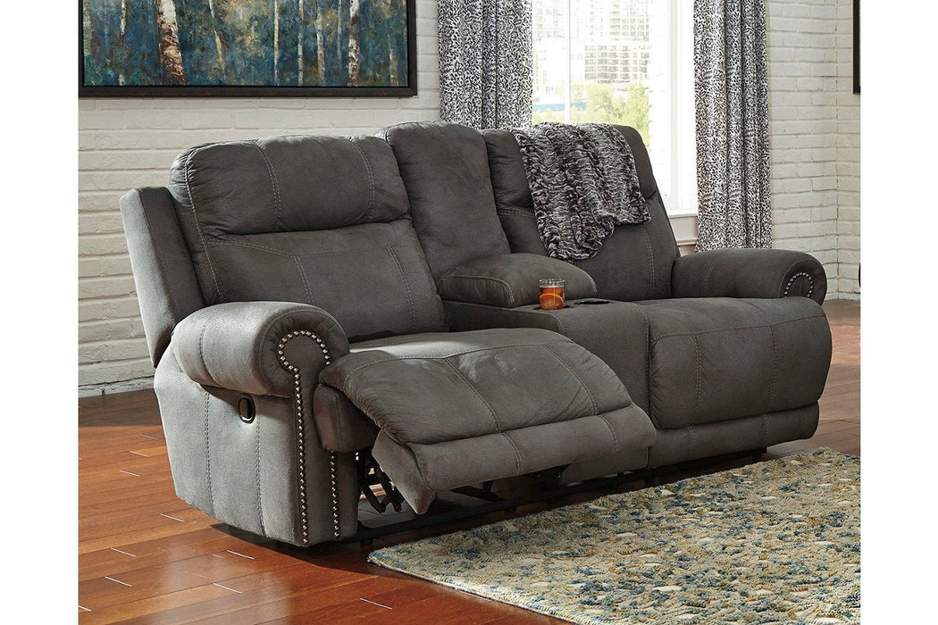 Austere Gray Reclining Loveseat with Console - 3840194 - Gate Furniture