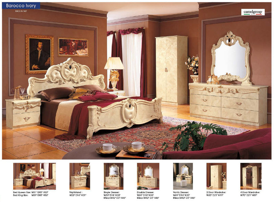 Barocco Bed Ivory, Camelgroup Italy Queen - In Stock Furniture