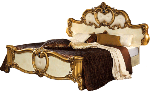 Barocco Bed Ivory W/Gold, Camelgroup Italy Queen - In Stock Furniture