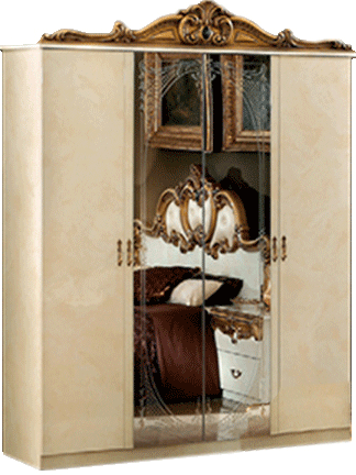 Barocco Ivory/Gold 4 Door Wardrobe - i24007 - In Stock Furniture