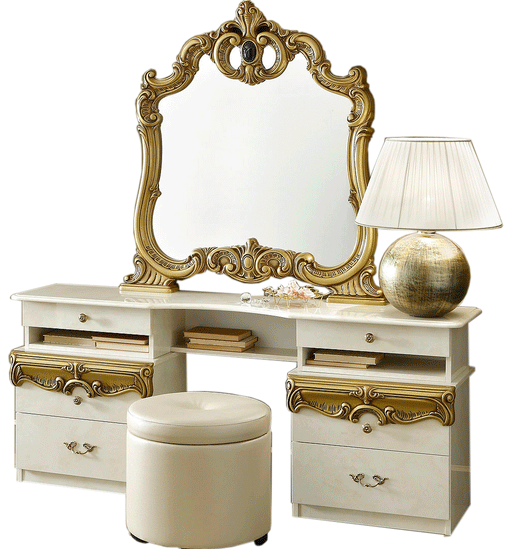 Barocco Ivory/Gold Vanity Dresser Set - In Stock Furniture
