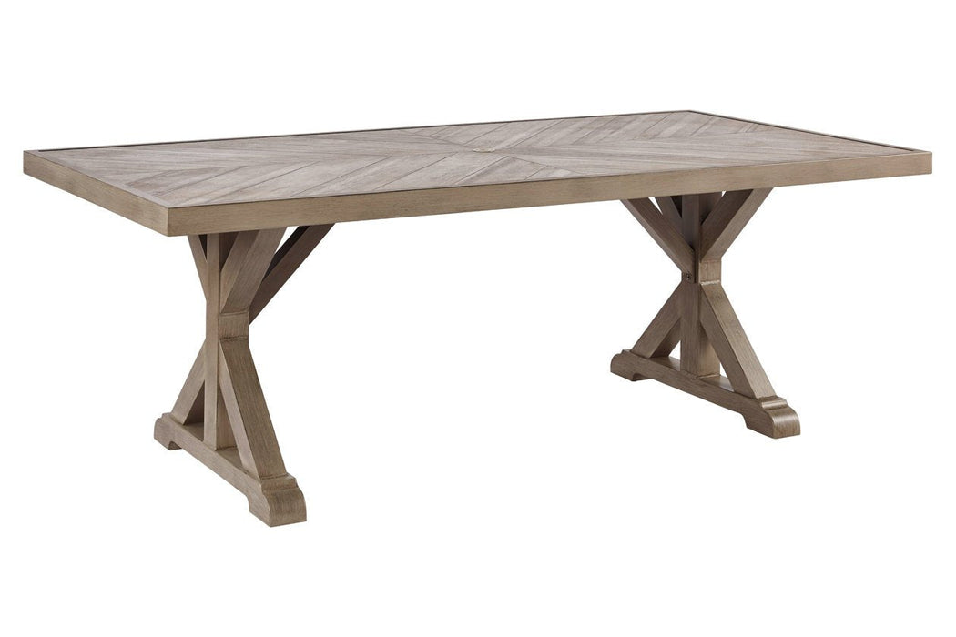 Beachcroft Beige Dining Table with Umbrella Option - P791-625 - Gate Furniture