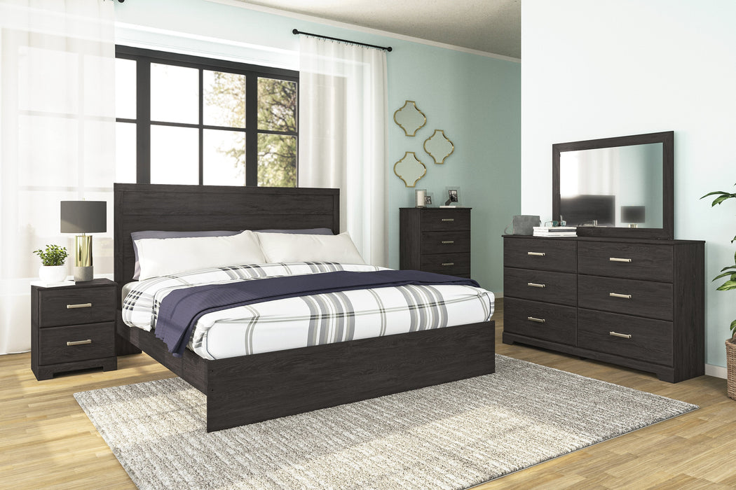 Belachime Black King Panel Bed - Gate Furniture