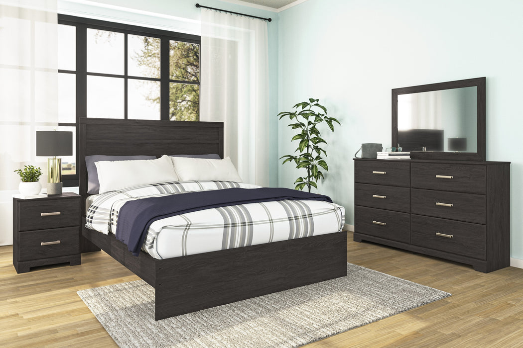 Belachime Black Queen Panel Bed - Gate Furniture