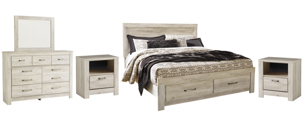 Bellaby Whitewash Storage Platform Bedroom Set - Gate Furniture