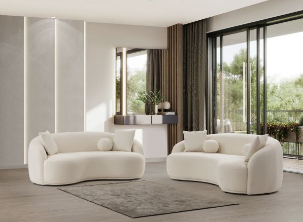 Bonita Ivory Boucle Sofa & Loveseat - Gate Furniture