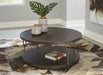 Brazburn Dark Brown/Gold Finish Coffee Table - T185-8 - Gate Furniture