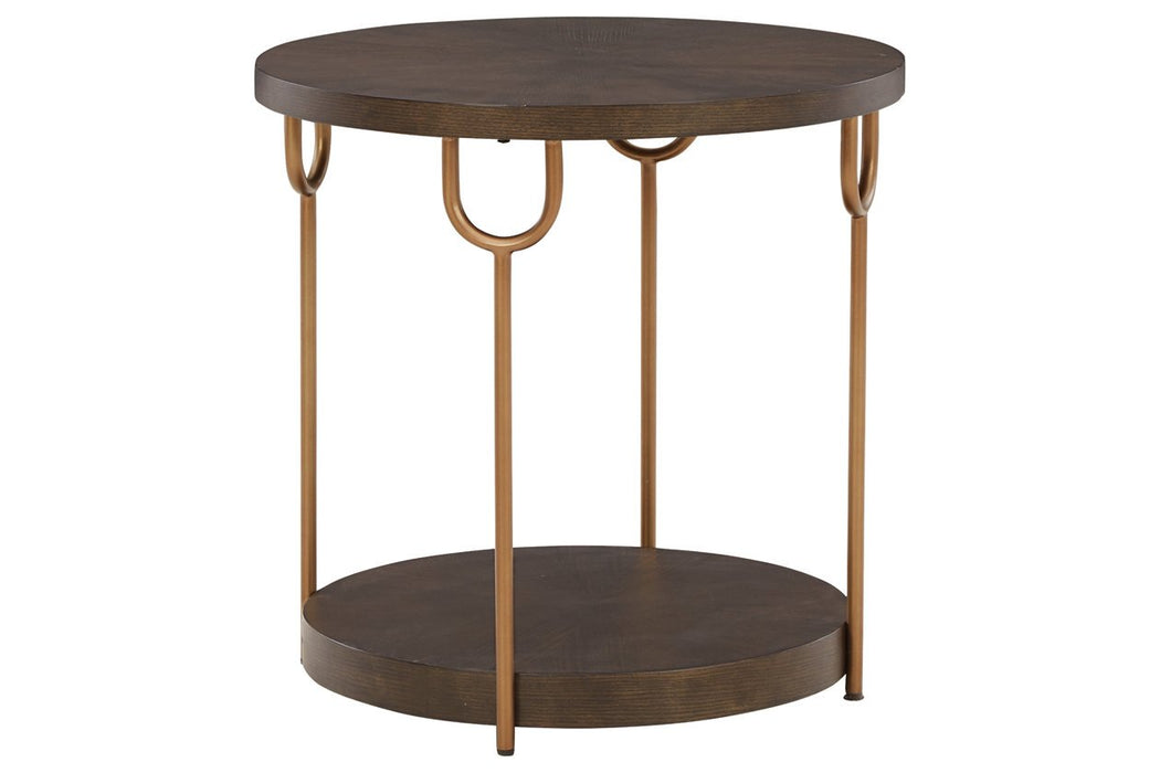 Brazburn Dark Brown/Gold Finish End Table - T185-6 - Gate Furniture