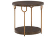 Brazburn Dark Brown/Gold Finish End Table - T185-6 - Gate Furniture