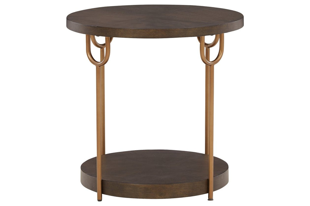 Brazburn Dark Brown/Gold Finish End Table - T185-6 - Gate Furniture