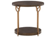 Brazburn Dark Brown/Gold Finish End Table - T185-6 - Gate Furniture