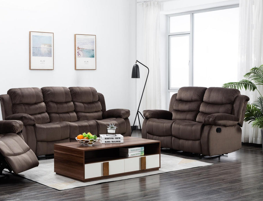 Brownie Cocoa Short Plush Reclining Living Room Set - Gate Furniture