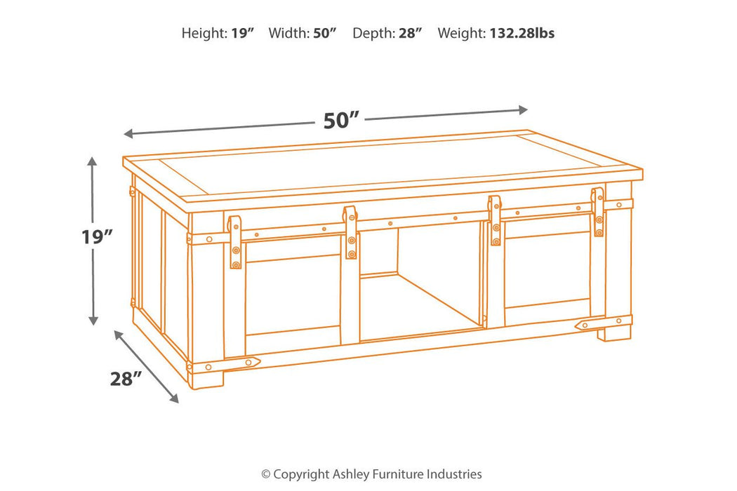 Budmore Brown Coffee Table - T372-1 - Gate Furniture