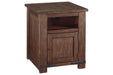 Budmore Brown End Table with USB Ports & Outlets - T372-3 - Gate Furniture