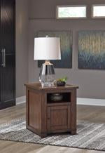 Budmore Brown End Table with USB Ports & Outlets - T372-3 - Gate Furniture