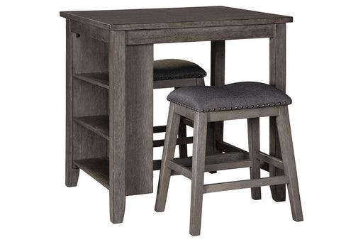 Caitbrook Gray Counter Height Dining Table and Bar Stools (Set of 3) - D388-113 - Gate Furniture