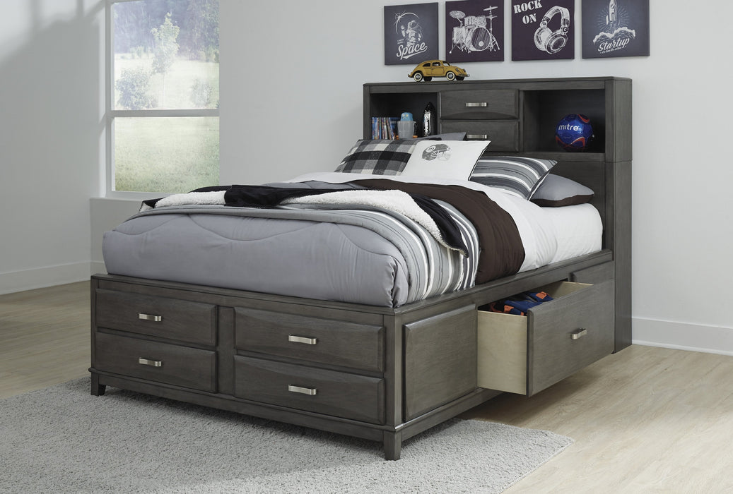 Caitbrook Gray Full Bookcase Storage Bed - Gate Furniture