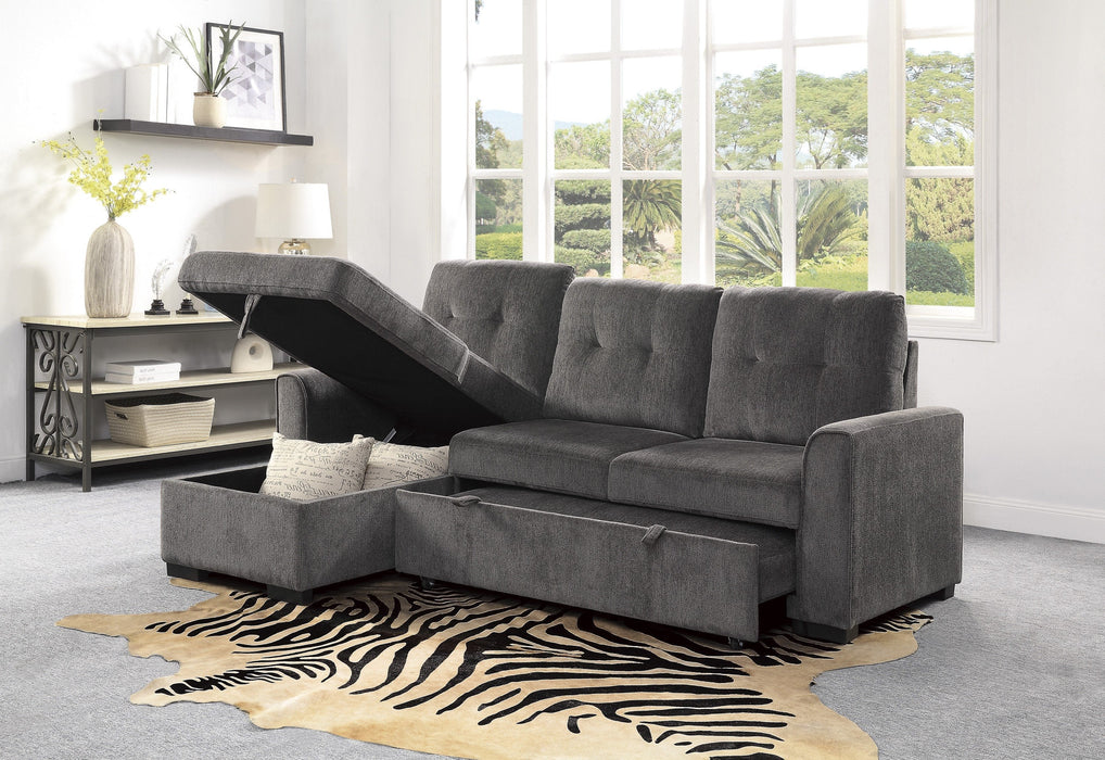 Carolina Gray Reversible Sleeper Sectional with Storage - 9402DGY*SC - Gate Furniture