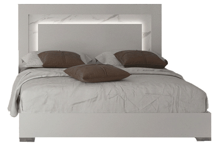 Carrara Bed White W/Light Queen - In Stock Furniture