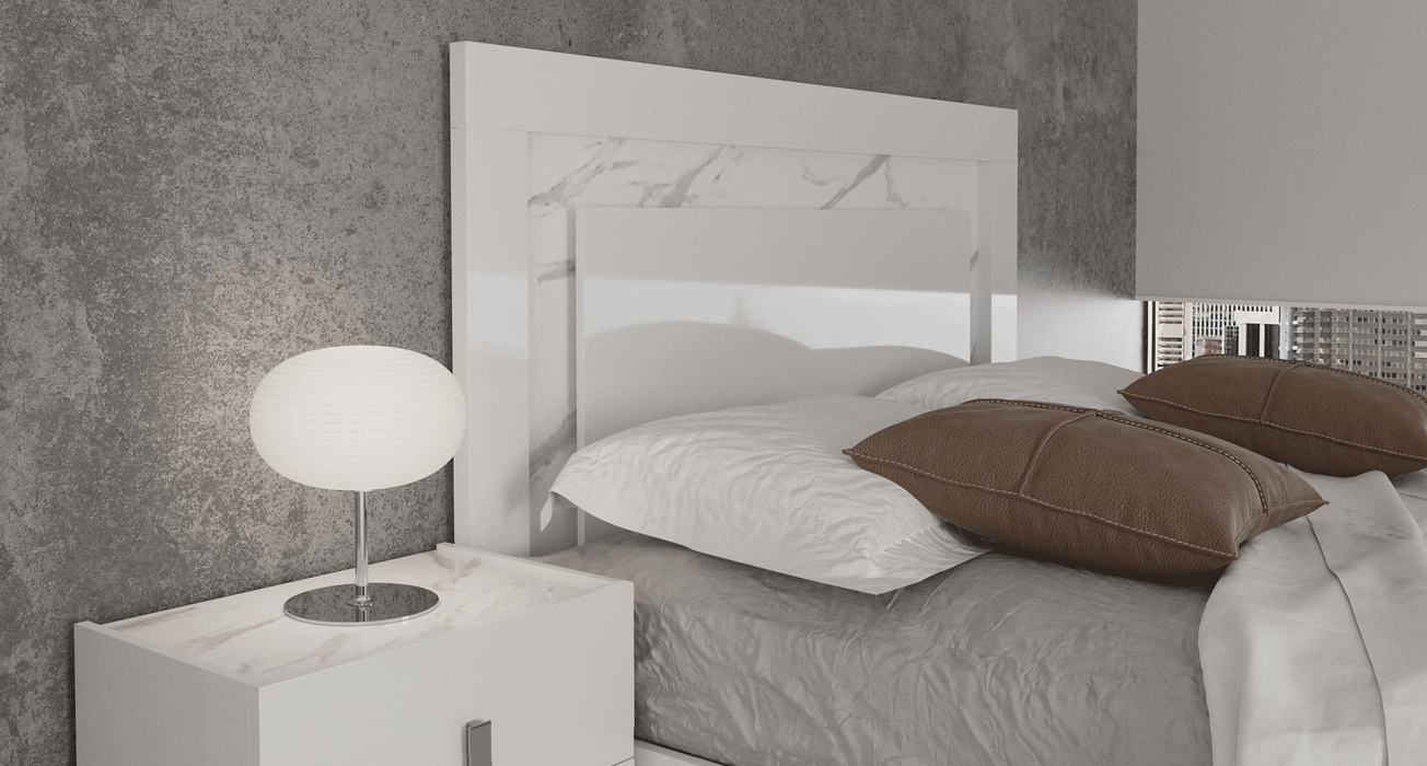 Carrara Bed White W/Light Queen - In Stock Furniture