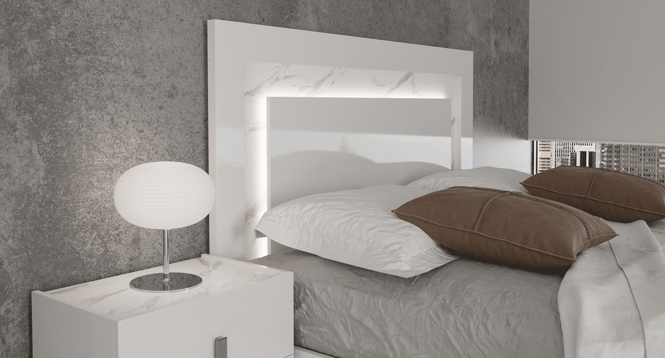 Carrara Bed White W/Light Queen - In Stock Furniture