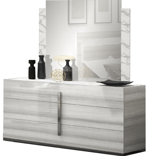 Carrara Grey Dresser/Chest/Mirror Set - In Stock Furniture