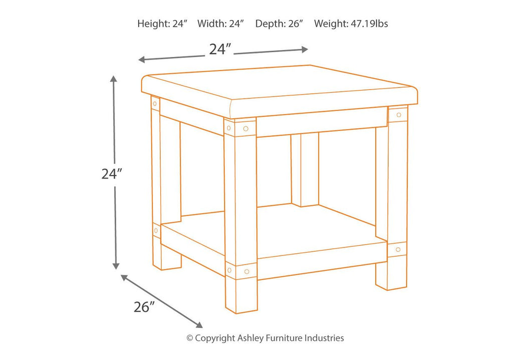 Carynhurst White Wash Gray End Table - T757-3 - Gate Furniture