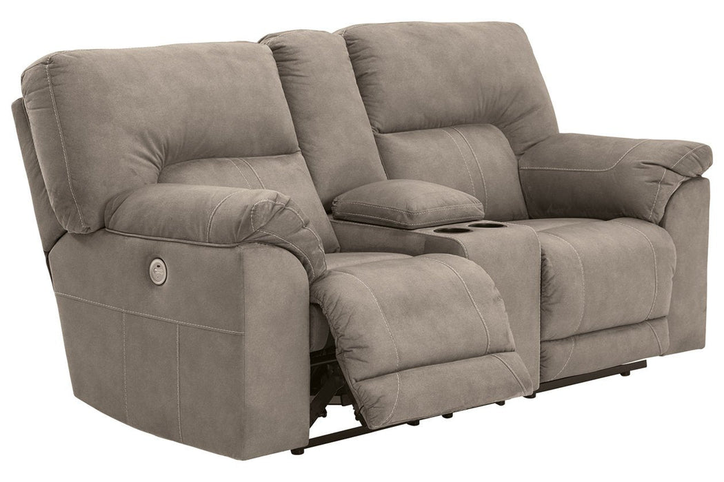 Cavalcade Slate Power Reclining Loveseat with Console - 7760196 - Gate Furniture