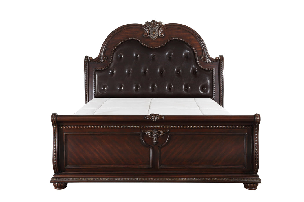 Cavalier Brown Queen Sleigh Bed - 1757-1 - Gate Furniture