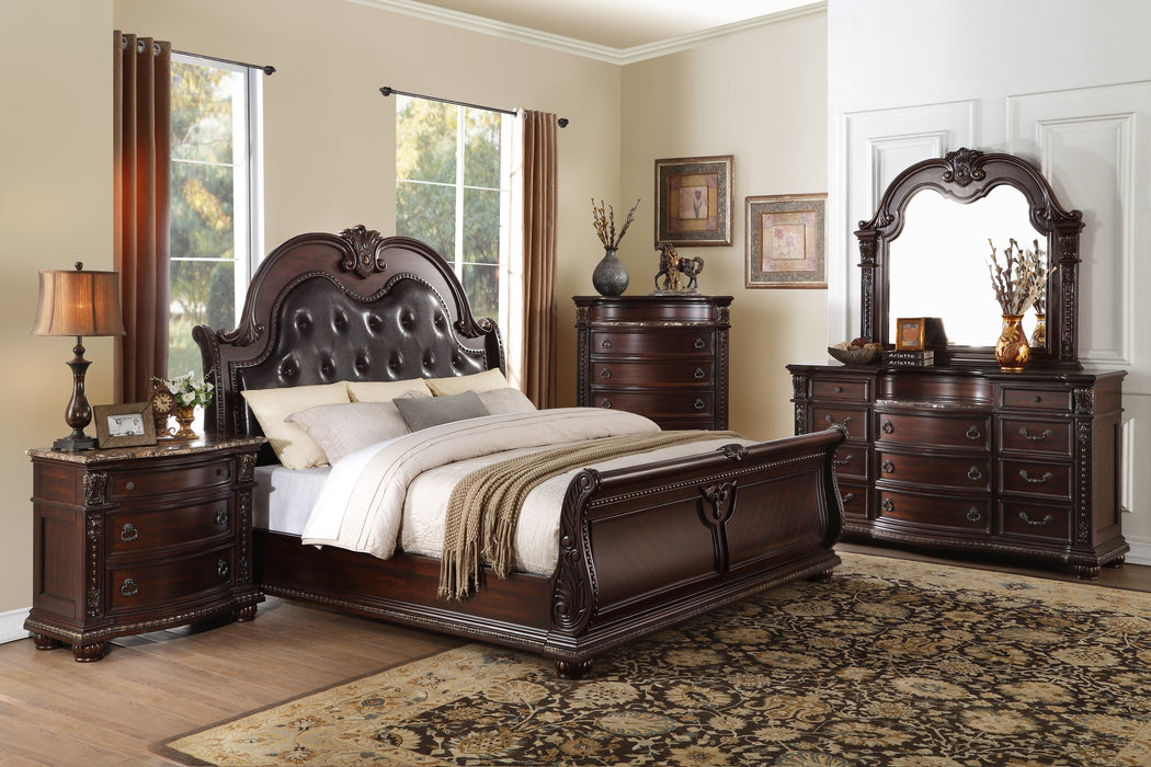 Cavalier King Brown Sleigh Bed - 1757K-1EK - Gate Furniture