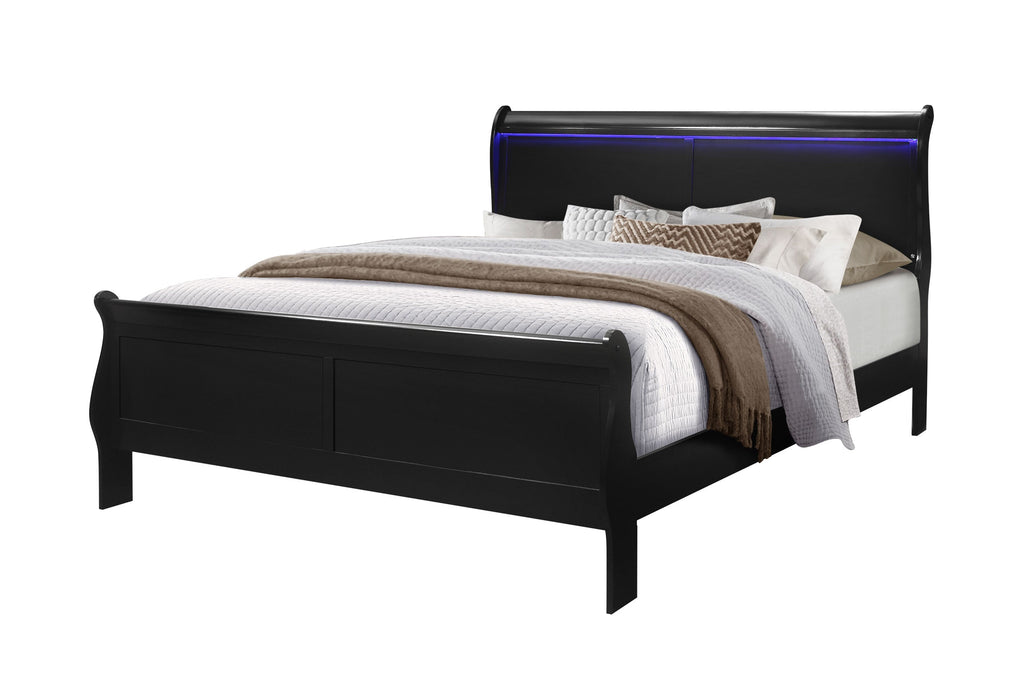 Charlie Black King Bed And Nightstand - CHARLIE-BLACK-KB+NS - Gate Furniture