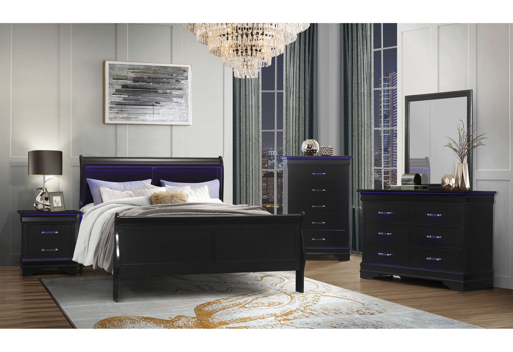 Charlie Black King Bed And Nightstand - CHARLIE-BLACK-KB+NS - Gate Furniture